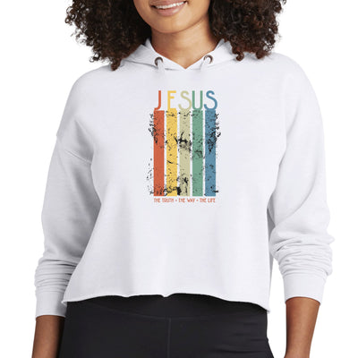 Womens Cropped Performance Hoodie Jesus The Truth The Way The Life, - Womens