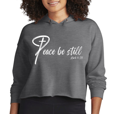 Womens Cropped Performance Hoodie Peace Be Still Inspirational - Hoodies