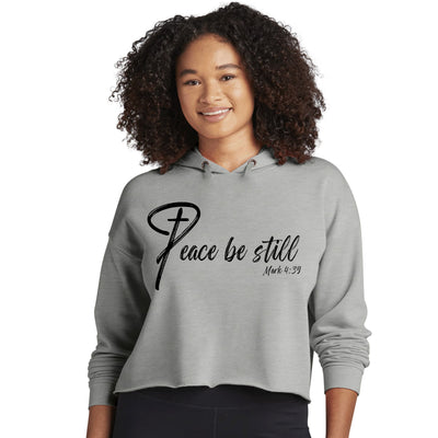 Womens Cropped Performance Hoodie Peace Be Still Inspirational - Womens