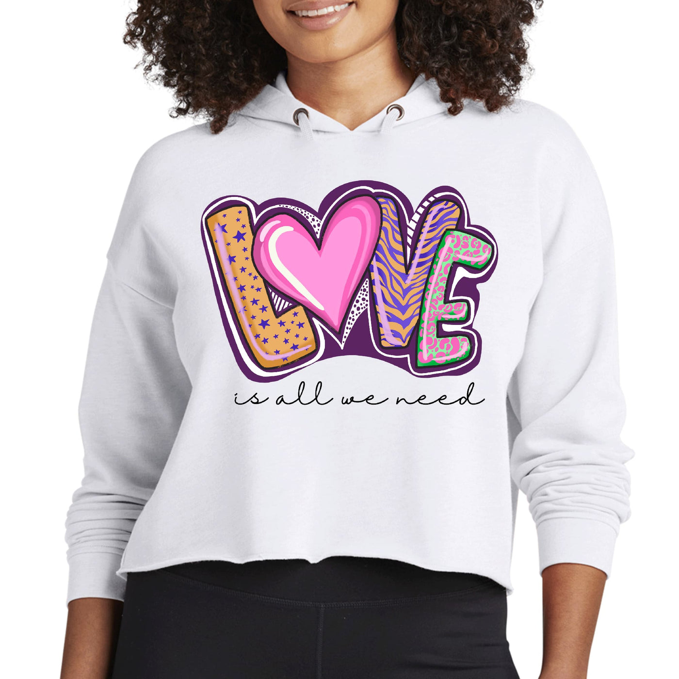 Womens Cropped Performance Hoodie Say It Soul - Love Is All We Need - Womens