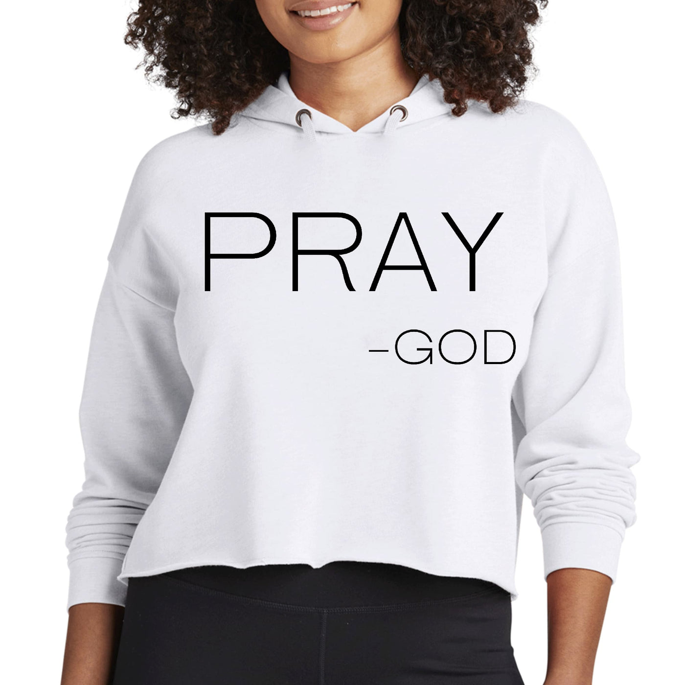 Womens Cropped Performance Hoodie Say It Soul ’pray-god’ Statement - Womens