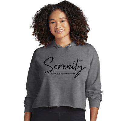 Womens Cropped Performance Hoodie Serenity - Be Calm Be At Peace Be - Womens