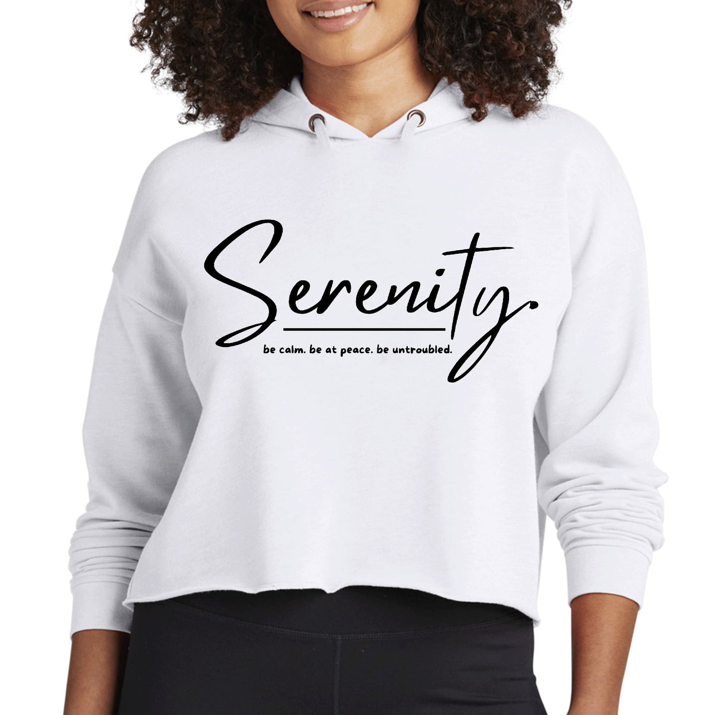 Womens Cropped Performance Hoodie Serenity - Be Calm Be At Peace - Womens
