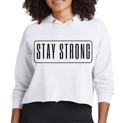 Womens Cropped Performance Hoodie Stay Strong Print - Hoodies