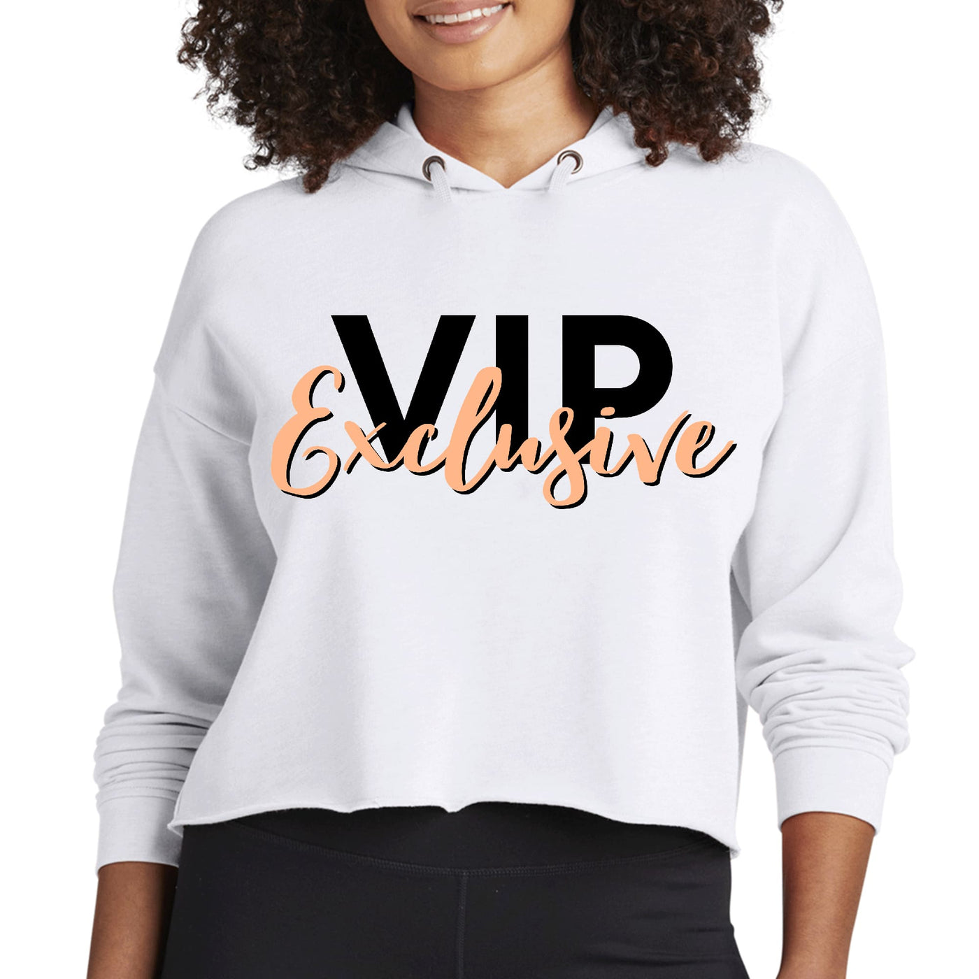 Womens Cropped Performance Hoodie Vip Exclusive Black And Beige - Womens