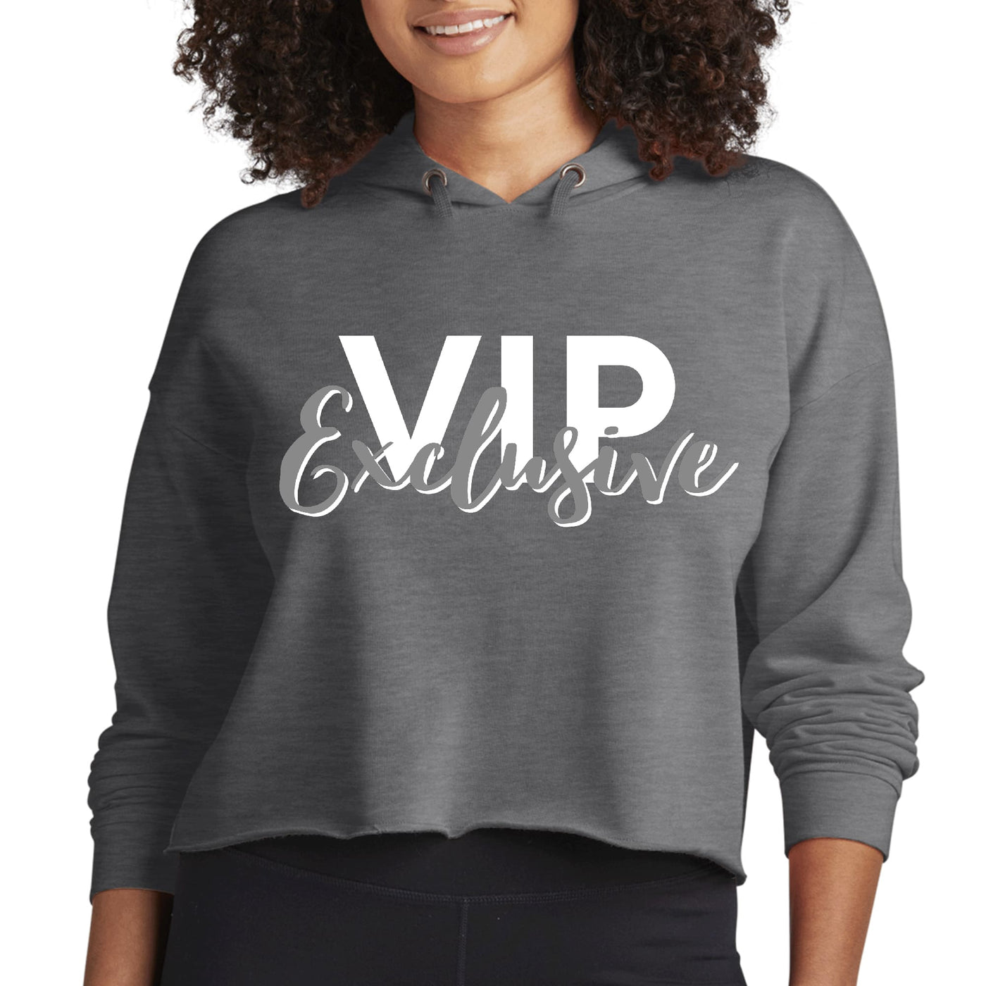 Womens Cropped Performance Hoodie Vip Exclusive Grey And White - Hoodies