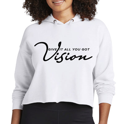 Womens Cropped Performance Hoodie Vision - Give It All You Got Black - Womens