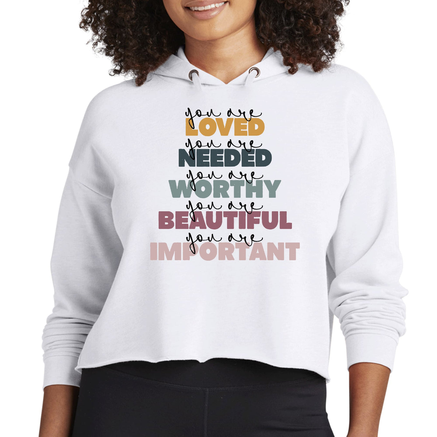 Womens Cropped Performance Hoodie You Are Loved Inspiration - Hoodies