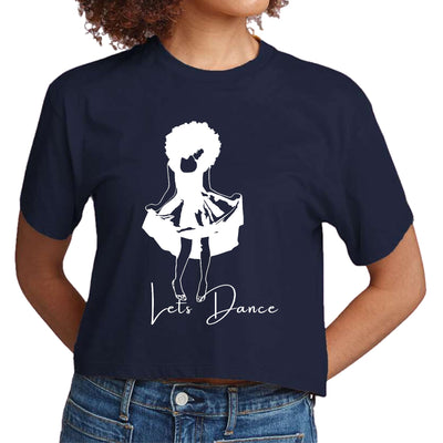 Womens Cropped T-shirt Say It Soul Lets Dance White Line Art Print - Womens