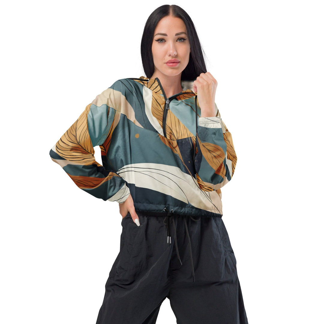 Womens Cropped Windbreaker Jacket Boho Style Print 2