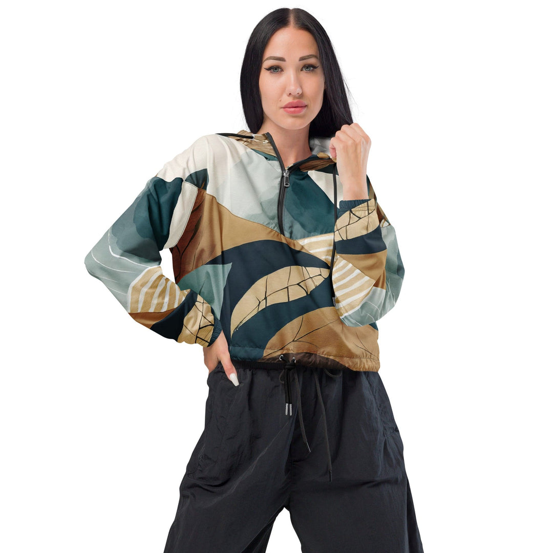 Womens Cropped Windbreaker Jacket - Boho Style Print 3