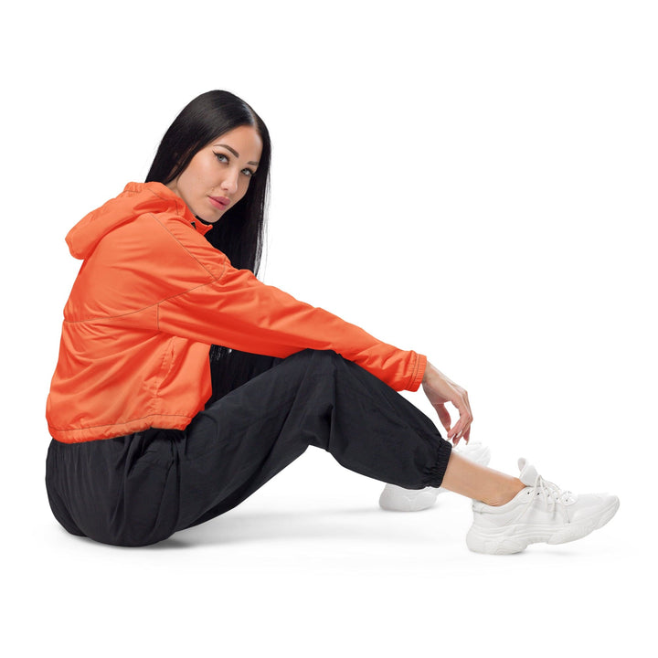 Womens Cropped Windbreaker Jacket Coral Orange Red