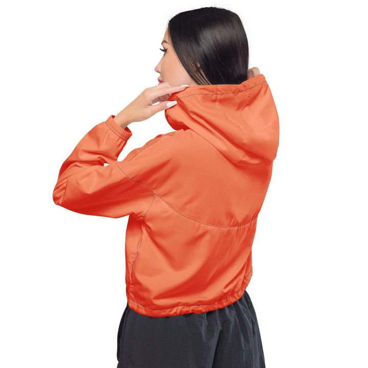 Womens Cropped Windbreaker Jacket Coral Orange Red