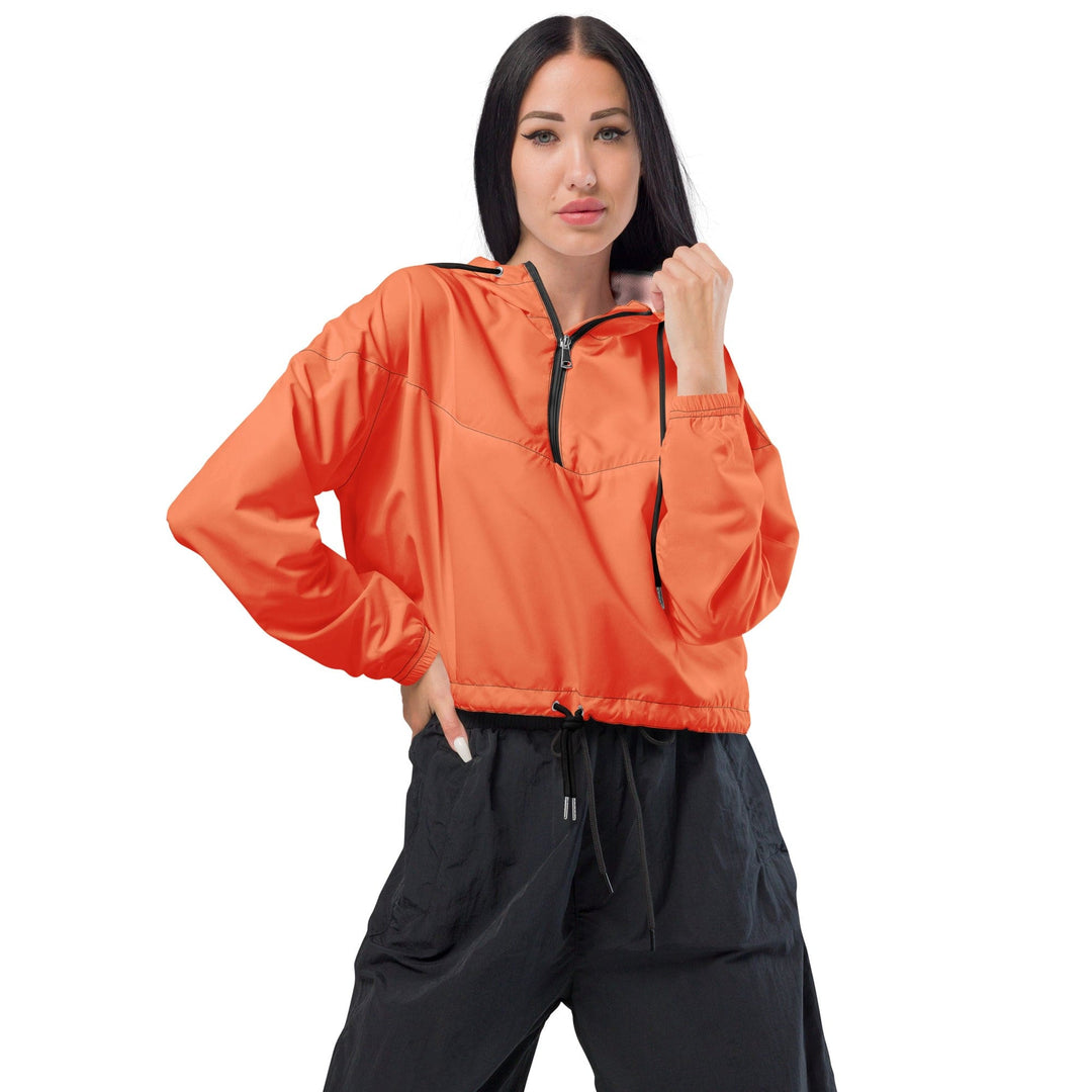 Womens Cropped Windbreaker Jacket Coral Orange Red