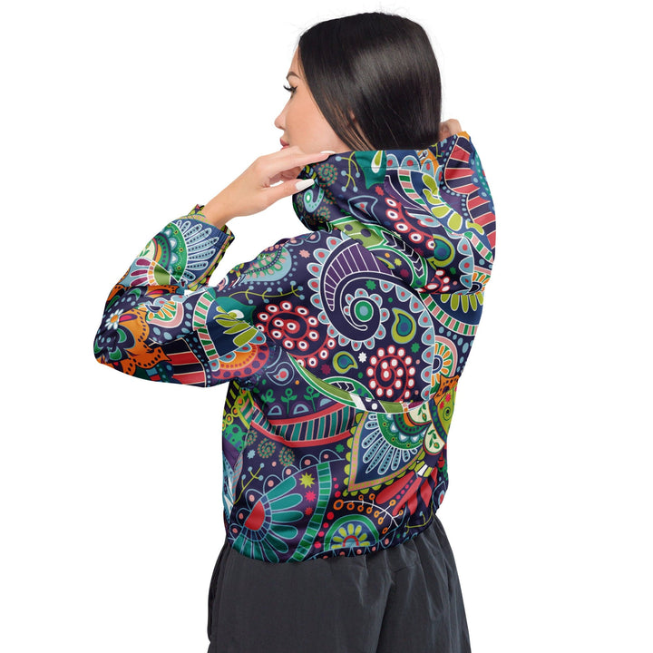 Womens Cropped Windbreaker Jacket Floral Paisley 22523