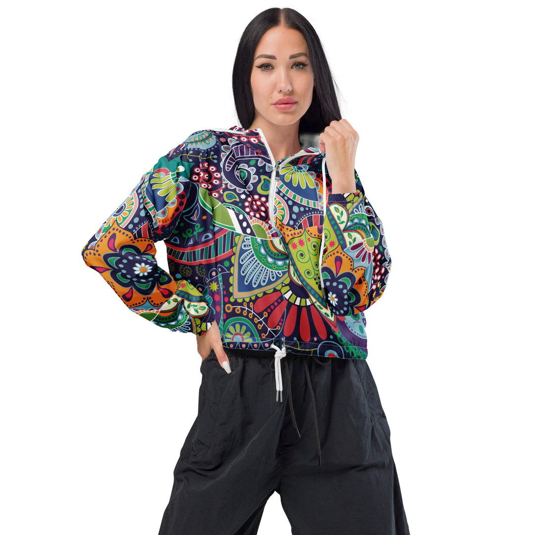 Womens Cropped Windbreaker Jacket Floral Paisley 22523