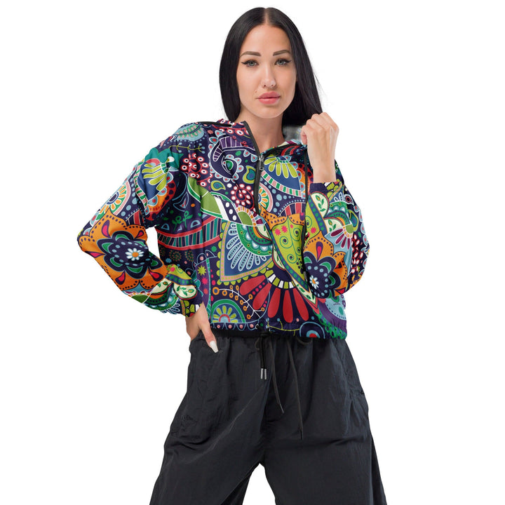 Womens Cropped Windbreaker Jacket Floral Paisley 22523