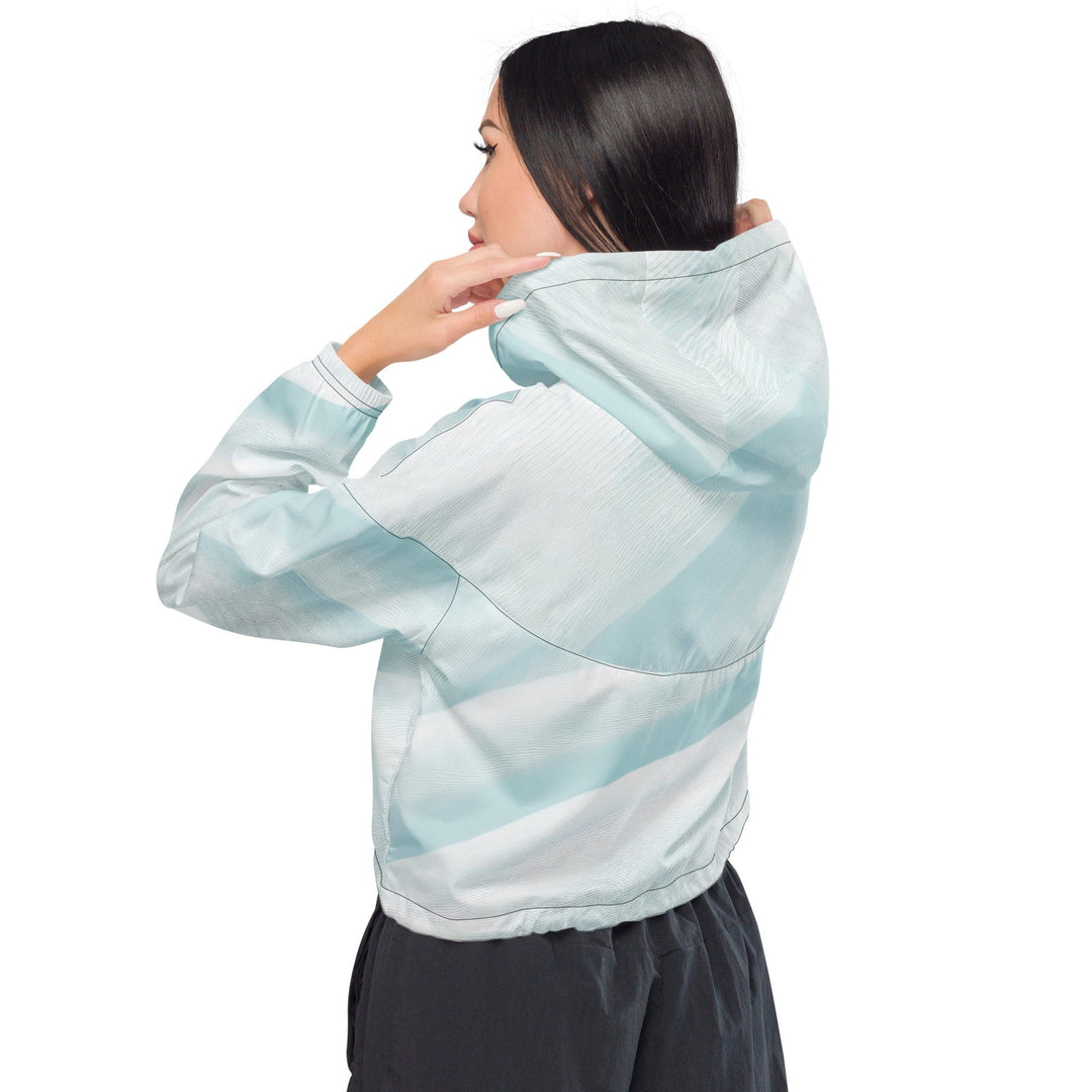 Womens Cropped Windbreaker Jacket Pastel Blue Swirl