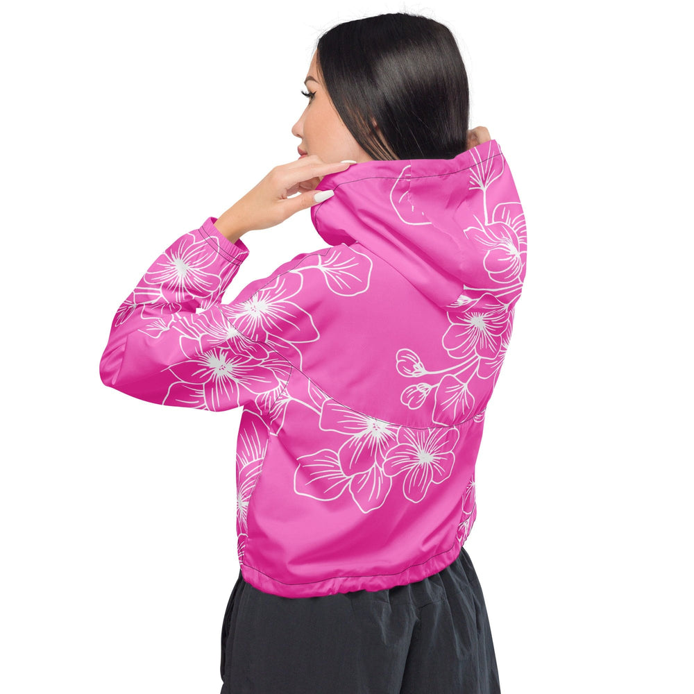 Womens Cropped Windbreaker Jacket Pink Floral 7022623