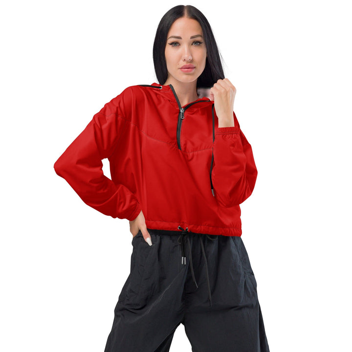 Womens Cropped Windbreaker Jacket Red