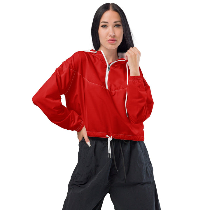 Womens Cropped Windbreaker Jacket Red