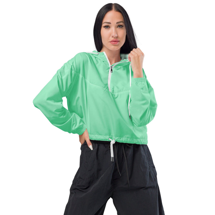 Womens Cropped Windbreaker Jacket Seafoam Green