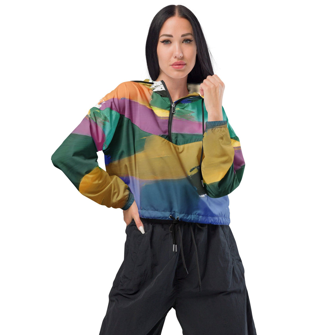 Womens Cropped Windbreaker Jacket Stand Firm