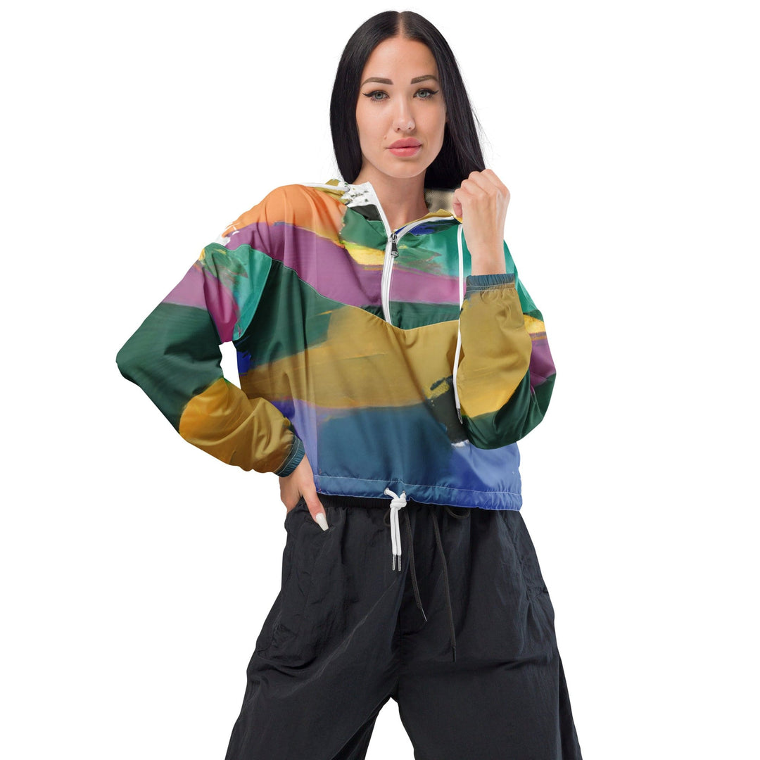 Womens Cropped Windbreaker Jacket Stand Firm