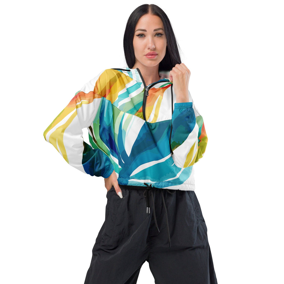 Womens Cropped Windbreaker Jacket Strength and Courage Design