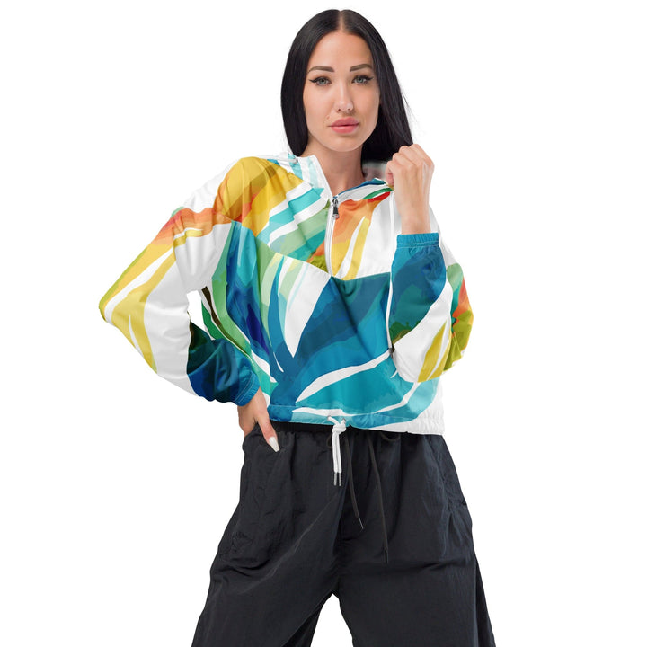 Womens Cropped Windbreaker Jacket Strength and Courage Design