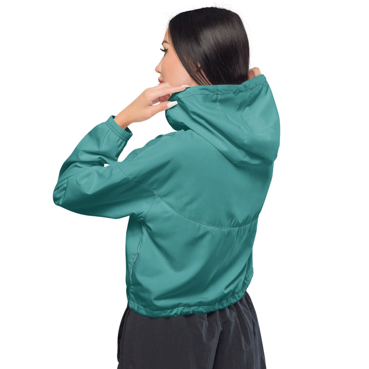 Womens Cropped Windbreaker Jacket Teal Green