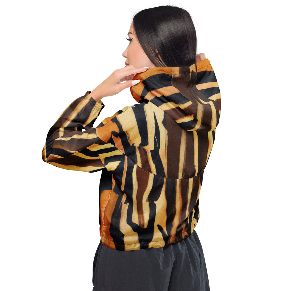 Womens Cropped Windbreaker Jacket Zorse Lines Print