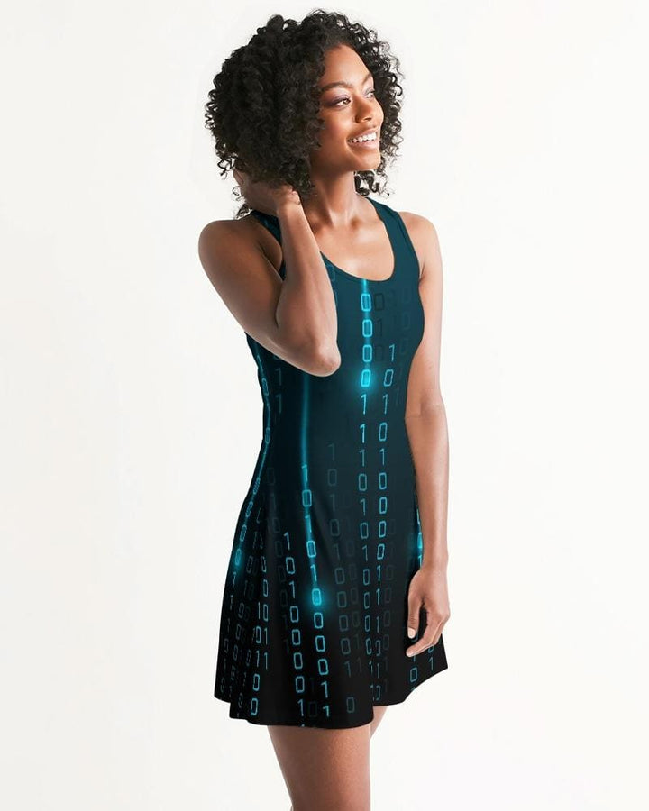 Womens Dress - Digital Code Style Racerback Dress / Blue - Womens | Dresses