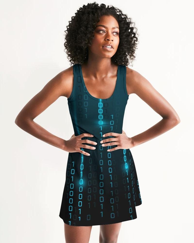 Womens Dress - Digital Code Style Racerback Dress / Blue - Womens | Dresses