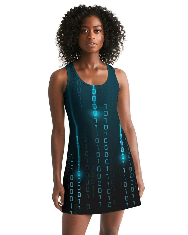 Womens Dress - Digital Code Style Racerback Dress / Blue - Womens | Dresses