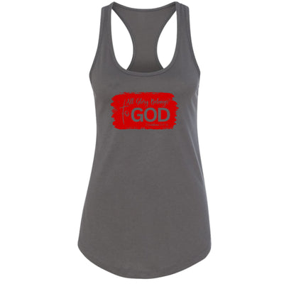 Womens Fitness Tank Top Graphic T-shirt All Glory Belongs To God Red - Womens