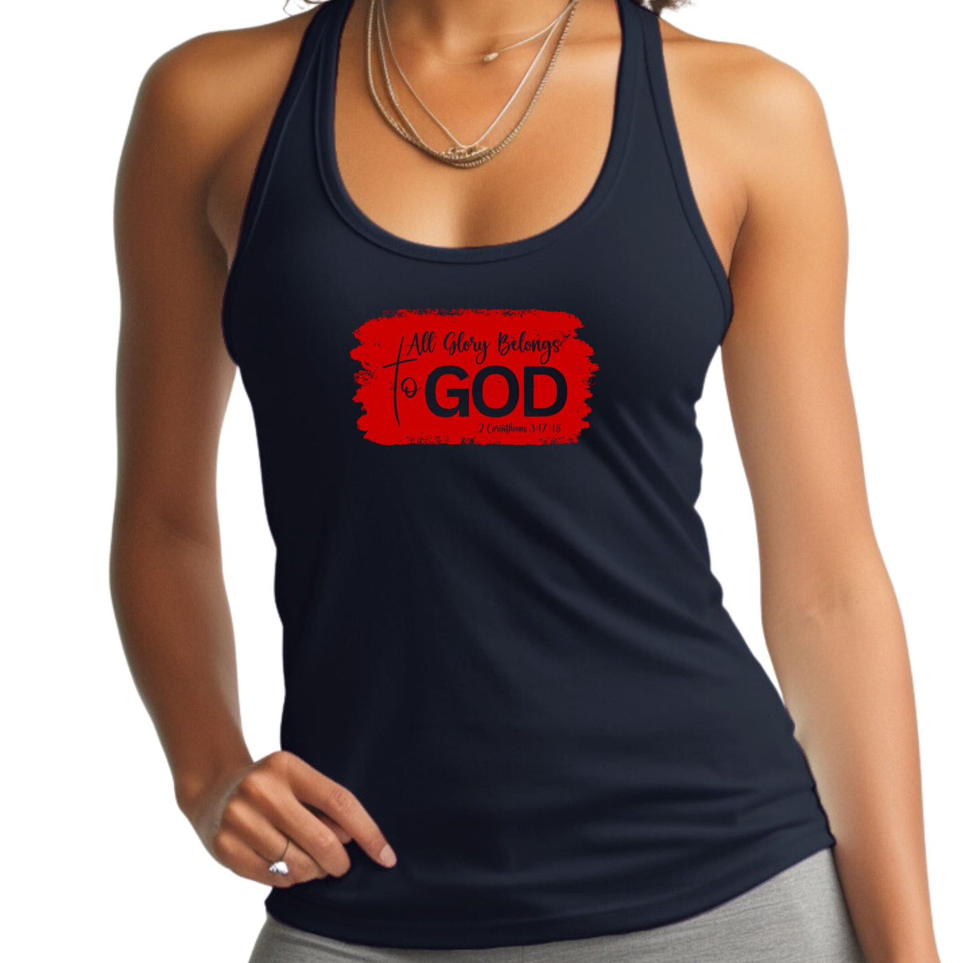 Womens Fitness Tank Top Graphic T-shirt All Glory Belongs To God Red - Womens