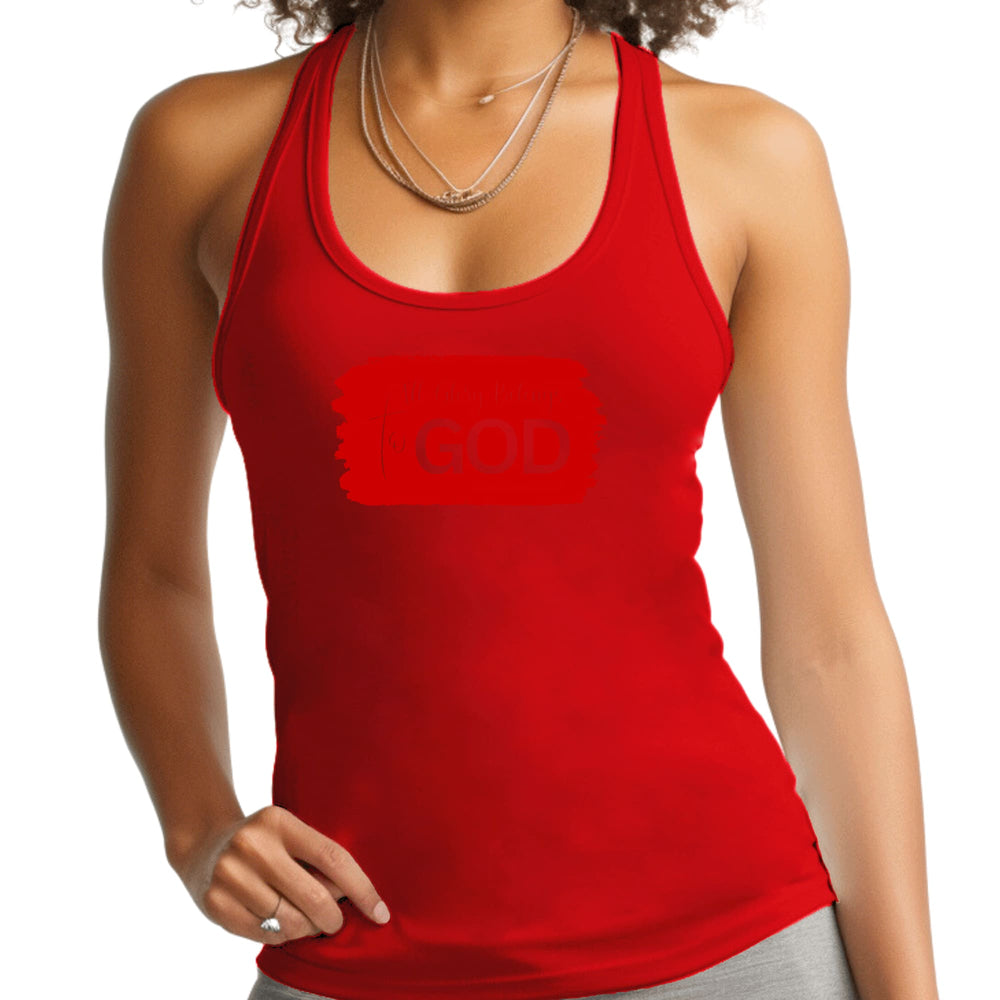 Womens Fitness Tank Top Graphic T-shirt All Glory Belongs to God Red - Womens