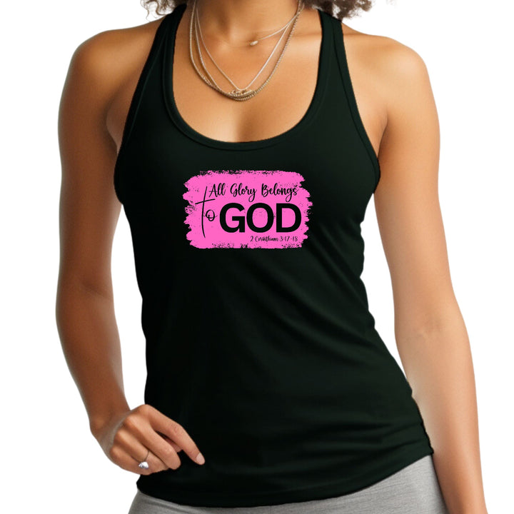 Womens Fitness Tank Top Graphic T-shirt All Glory Belongs To God - Womens