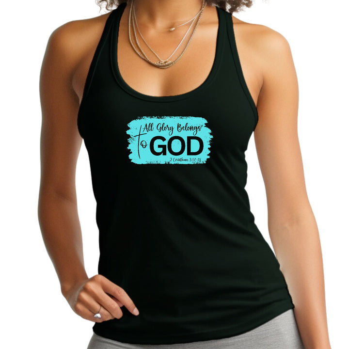 Womens Fitness Tank Top Graphic T-shirt All Glory Belongs to God - Womens