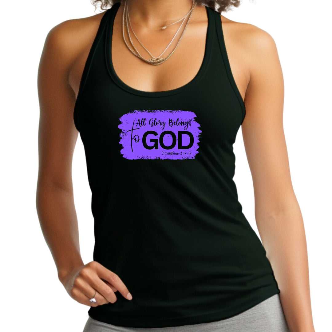 Womens Fitness Tank Top Graphic T-shirt All Glory Belongs to God, - Womens