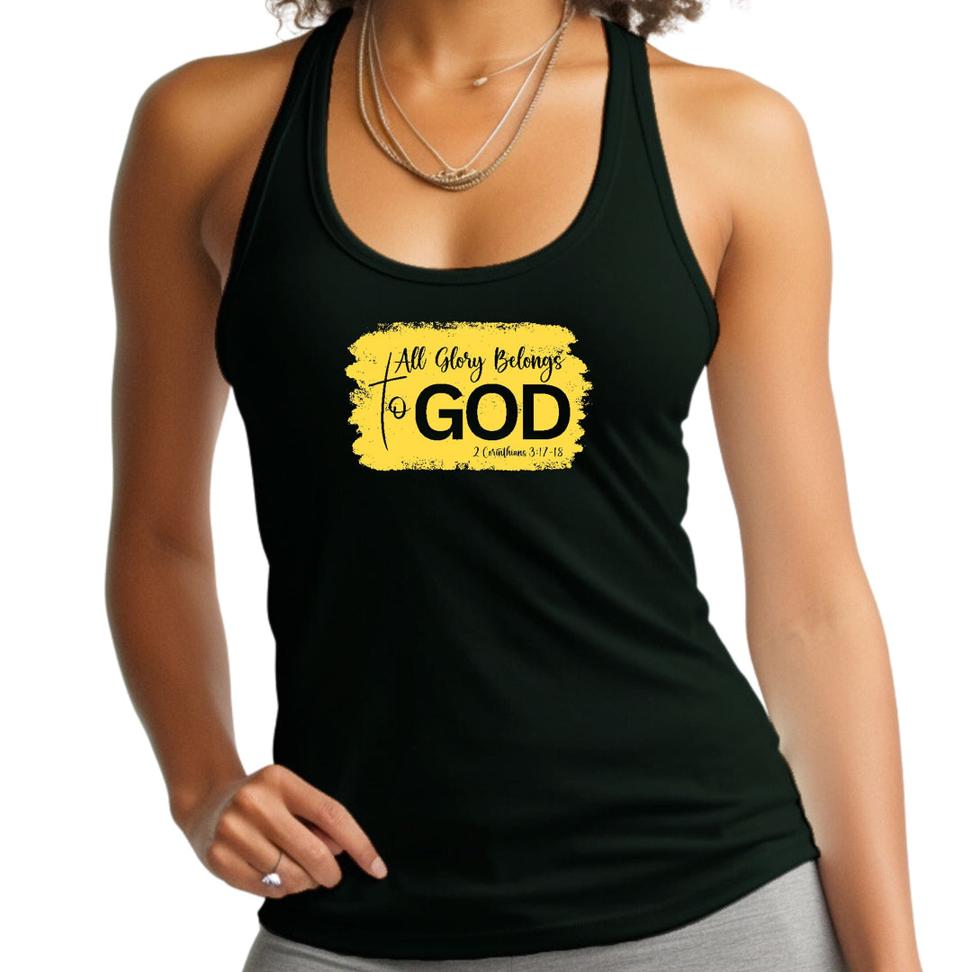 Womens Fitness Tank Top Graphic T-shirt All Glory Belongs to God - Womens