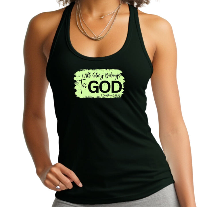 Womens Fitness Tank Top Graphic T-shirt All Glory Belongs to God - Womens