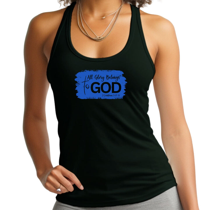 Womens Fitness Tank Top Graphic T-shirt All Glory Belongs to God - Womens