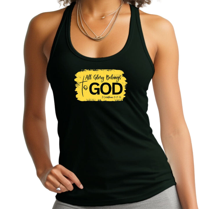 Womens Fitness Tank Top Graphic T-shirt All Glory Belongs to God - Womens