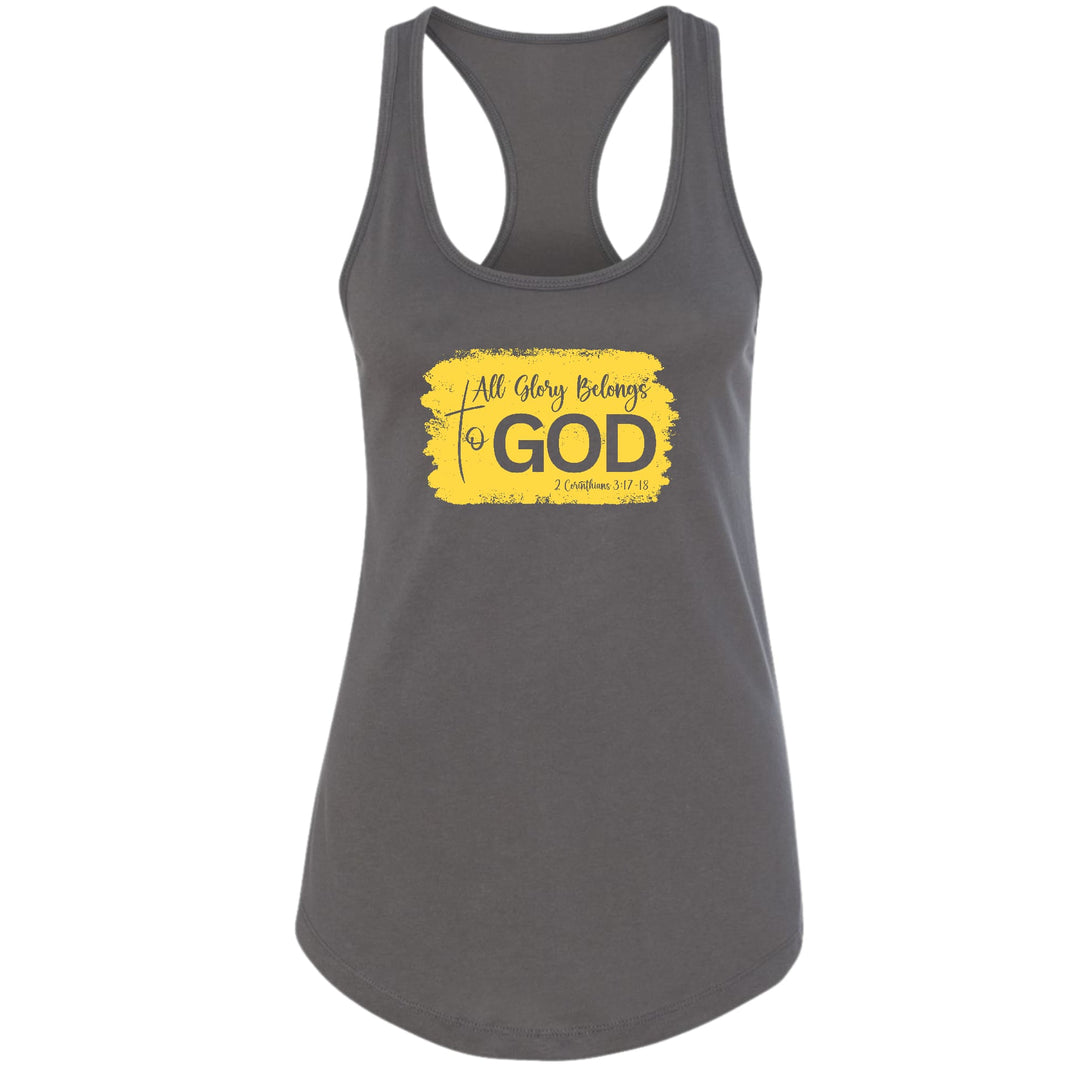 Womens Fitness Tank Top Graphic T-shirt All Glory Belongs to God - Womens