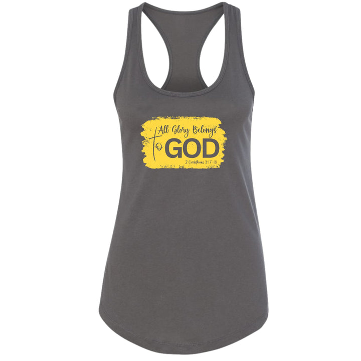 Womens Fitness Tank Top Graphic T-shirt All Glory Belongs to God - Womens