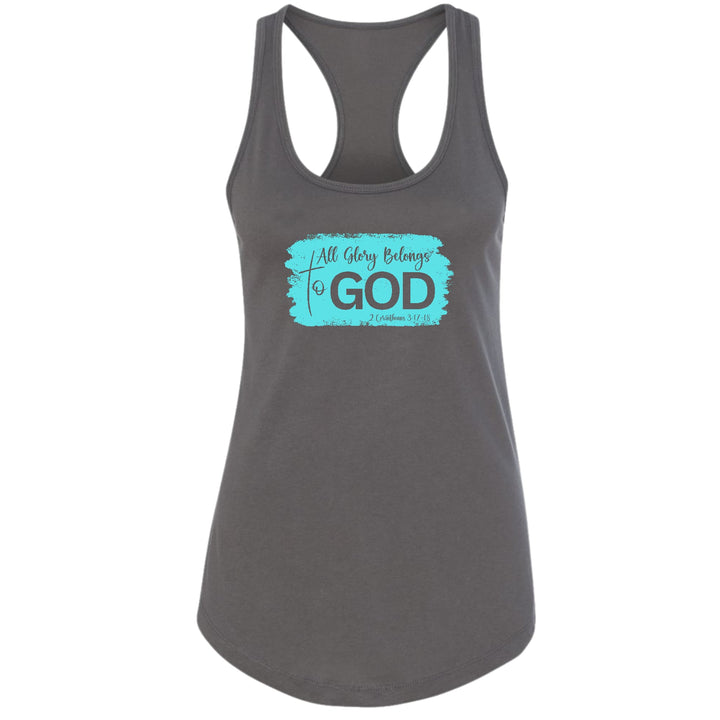 Womens Fitness Tank Top Graphic T-shirt All Glory Belongs to God - Womens