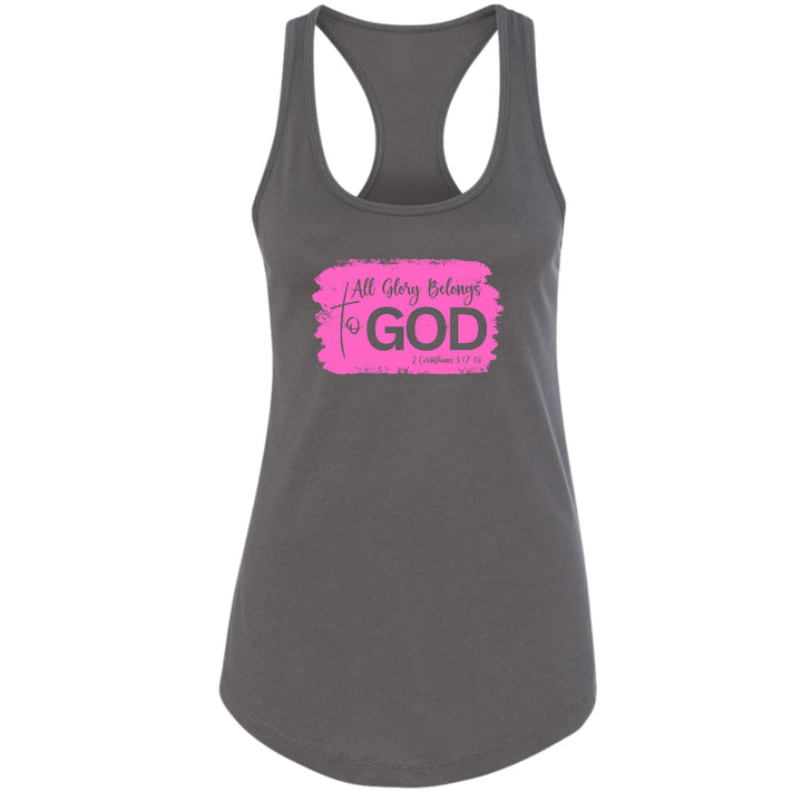 Womens Fitness Tank Top Graphic T-shirt All Glory Belongs To God - Womens