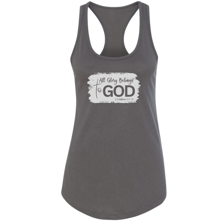 Womens Fitness Tank Top Graphic T-shirt All Glory Belongs To God - Womens